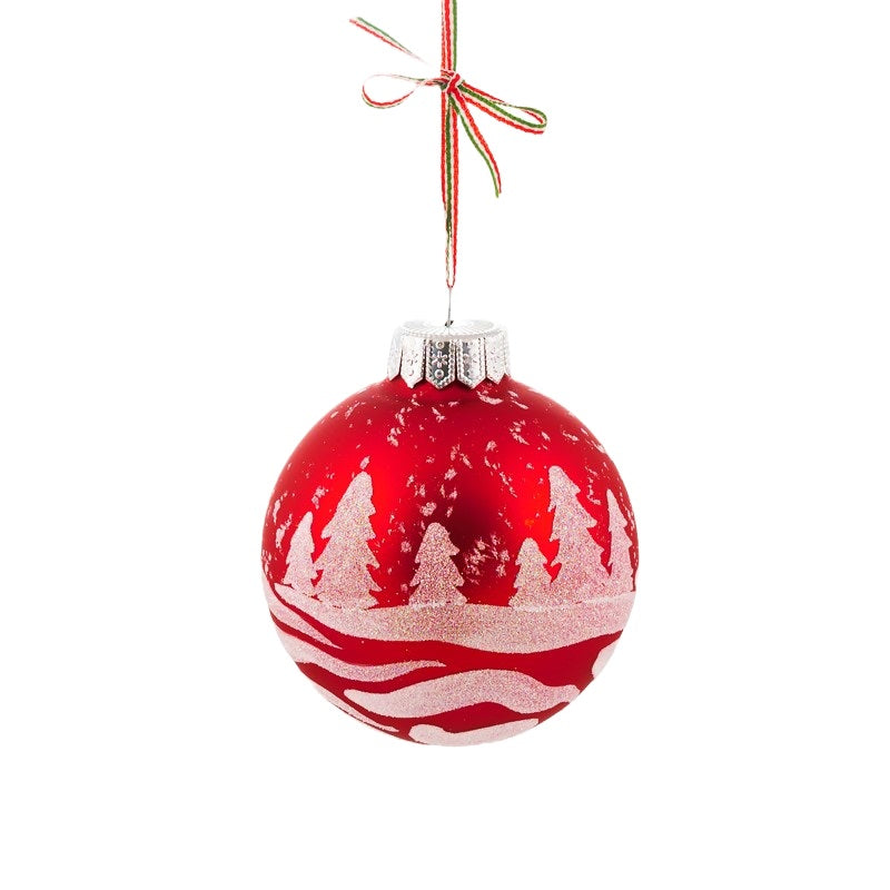 Christmas Tree Bauble "Winter Landscape" Red Decoration
